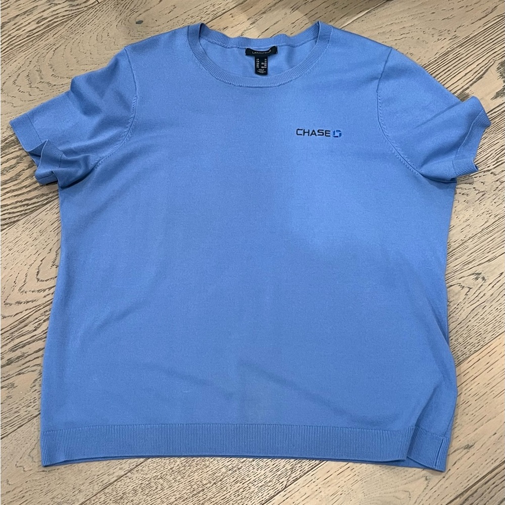 Lands' End Light Blue Crewneck Sweater with Chase Logo (employee uniform)